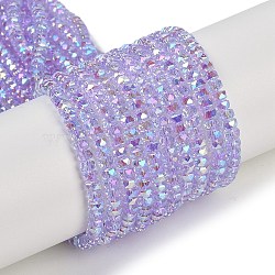 Electroplate Glass Beads Strands, Pearl Luster Plated, Faceted, Rondelle, Plum, 3x4mm, Hole: 1mm, about 100pcs/strand, 12.60''(32cm)(GLAA-Q105-03A)