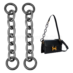 2Pcs Alloy Bag Extender Chains, with Ring Clasps, for Bag Straps Replacement Accessories, Gunmetal, 16cm(FIND-UN0003-08B)