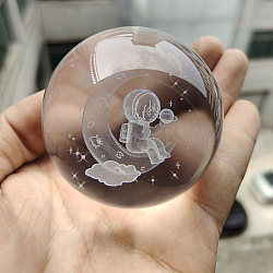 Inner Carving Glass Crystal Ball Diaplay Decoration, Fengshui Home Decor, Moon, 60mm(PW-WGF6175-04)