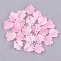 Spray Painted Glass Pendants, Fish, Pink, 18~18.5x17x5mm, Hole: 1mm(GGLA-S039-01D-05)