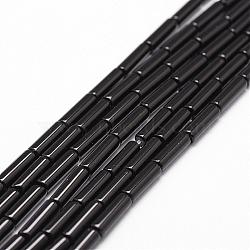 Natural Black Onyx Beads Strands, Grade A, Dyed & Heated, Column, 13x4mm, Hole: 1mm, about 29pcs/strand, 15.16 inch~15.35 inch(G-P161-38-13x4mm)