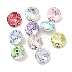 Glass Rhinestone Cabochons, Flat Back & Back Plated, Faceted, Diamond, Mixed Color, 8x4mm(RGLA-L029-13A)