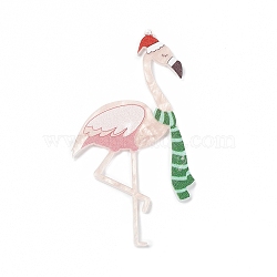 Christmas Theme Acrylic Big Pendants, Flamingo Shape, Pink, 83x51x2.2mm, Hole: 1.6mm(OACR-C002-01)