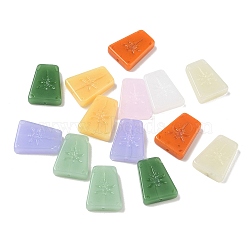 Baking Paint Glass Beads, Trapezoid with Dragonfly, Mixed Color, 26x20x6mm, Hole: 1.6mm(GL-CBA8D6A-01)