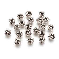 Tibetan Style Beads, Lead Free and Cadmium Free, Barrel, Antique Silver, 8x5mm, Hole: 2mm(LF1244Y)