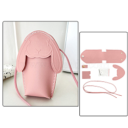 Rabbit DIY PU Leather Phone Bag Making Kits, Pink, 18.5x14x5.5cm(WG79114-04)