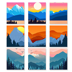Chemical Fiber Oil Canvas Hanging Painting, Home Wall Decoration, Rectangle, Mountain, 250x200mm, 9pcs/set(AJEW-WH0403-004)