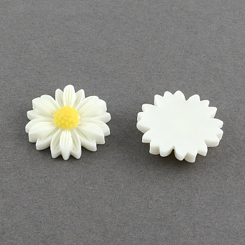 Flatback Hair & Costume Accessories Ornaments Scrapbook Embellishments Resin Flower Daisy Cabochons, White, 22x6mm
