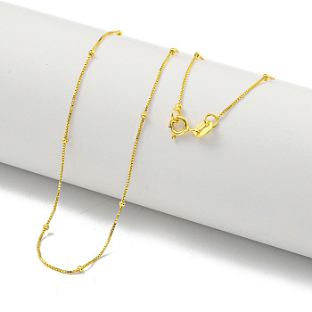 925 Sterling Silver Box Chain Necklaces, Real 18K Gold Plated, 18.27 inch(46.4cm)