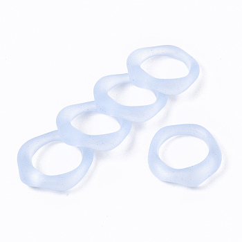 Transparent Resin Finger Rings, Frosted, Light Blue, US Size 6 3/4(17.1mm)