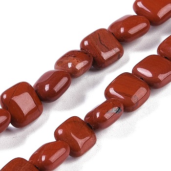 Natural Red Jasper Beads Strands, Square, 8.5x8.5x5mm, Hole: 1.6mm, about 50pcs/strand, 16.34''(41.5cm)
