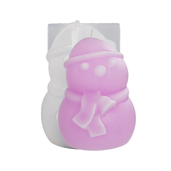 Scented Candle Molds, Christmas Snowman Silicone Molds, White, 56x57x69mm, Inner Diameter: 42x47mm