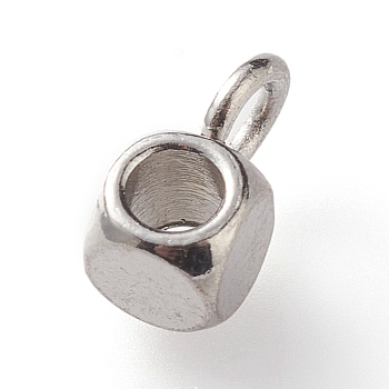 304 Stainless Steel Tube Bails, Loop Bails, Cube Bail Beads, Stainless Steel Color, 6x3x3mm, Hole: 1.6mm