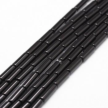 Natural Black Onyx Beads Strands, Grade A, Dyed & Heated, Column, 13x4mm, Hole: 1mm, about 29pcs/strand, 15.16 inch~15.35 inch