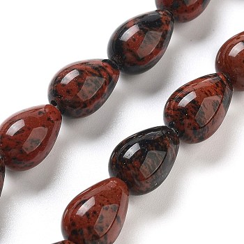 Natural Mahogany Obsidian  Beads Strands, Teardrop, 12x8mm, Hole: 1.2mm, about 33~34pcs/strand, 15.16~16.54''(38.5~42cm)