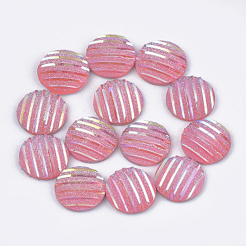 Resin Cabochons, Flat Round, Pink, 12x3~3.5mm