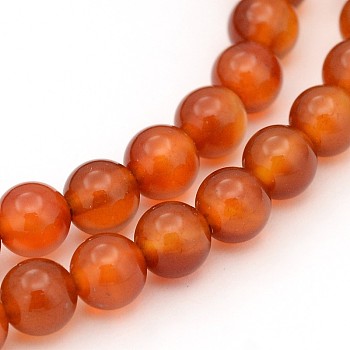 Gemstone Beads Strands, Natural Carnelian, Dyed, Round, 6mm, Hole: 0.8mm, 15~16 inch