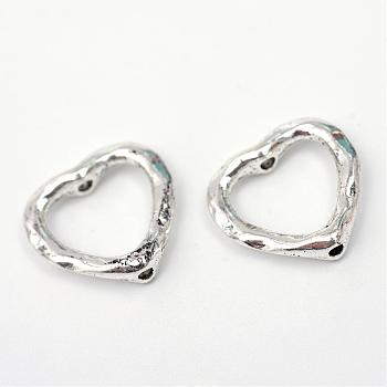 Tibetan Style Alloy Heart Bead Frames, Cadmium Free & Lead Free, Antique Silver, 13.5x14x3mm, Hole: 1mm, about 1425pcs/1000g
