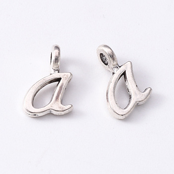 Tibetan Style Alloy Charms, Cadmium Free & Lead Free, Antique Silver, Letter.A, A: 11.5x7x1.5mm, Hole: 1.8mm