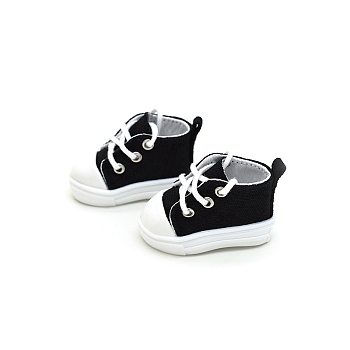 Cloth Doll Canvas Shoes, for Doll Accessories, Black, 50x22mm