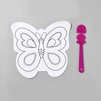 Paper Hand Held Fan, Blank Painting Fans, for Kids DIY Crafts, Butterfly, 235x173x3mm