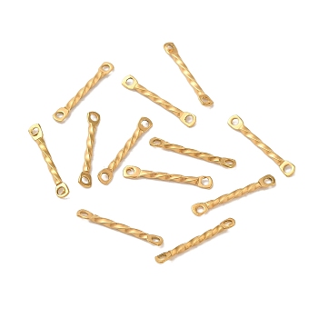 Ion Plating(IP) 304 Stainless Steel Connector Charms, Twisted Bar, Real 18K Gold Plated, 15x2x1.2mm, Hole: 1mm