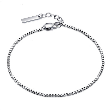Stainless Steel Box Chain Bracelets for Men, Stainless Steel Color