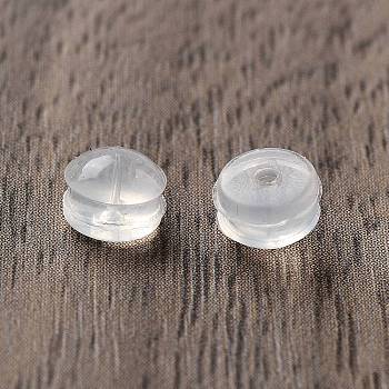 Silicone Ear Nuts, Column, Clear, 5x3.5mm, Hole: 1mm