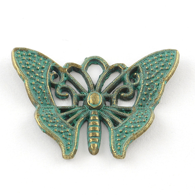 Antique Bronze Green Butterfly Alloy Pendants