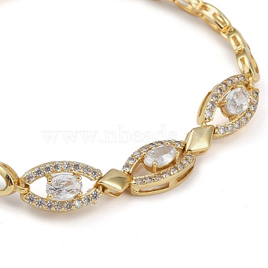 Cubic Zirconia Oval Link Chain Bracelet(BJEW-Z069-01G-01)-2