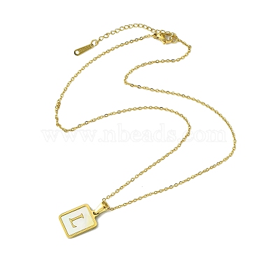 Ion Plating(IP) Rectangle with Initial Letter 304 Stainless Steel Pendant Necklace(NJEW-R265-04G-L)-3