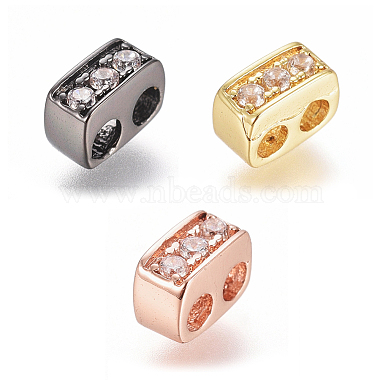 Mixed Color Clear Cuboid Brass+Cubic Zirconia Slide Charms