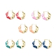 Серьги-кольца с эмалевыми цветами(EJEW-F306-08G)-1