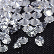 Diamond Shape Grade AAA Cubic Zirconia Cabochons, Faceted, Clear, 3mm(ZIRC-J013-01-3mm)