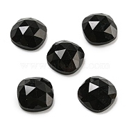 Natural Obsidian Cabochons, Faceted Square, 8x8x4mm(G-M431-01C)