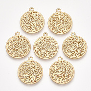 Smooth Surface Alloy Pendants, Flat Round, Matte Gold Color, 25x22x1.5mm, Hole: 2mm(PALLOY-T067-42MG)