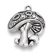 Tibetan Style Alloy Pendants, Mushroom, Cadmium Free & Lead Free, Antique Silver, 23x18.5x5mm, Hole: 1.5mm, about 630pcs/1000g(TIBE-S309-33AS-RS)