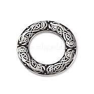 304 Stainless Steel Linking Ring, Polished, Round Ring with Dragon Pattern, Antique Silver, 37.5x2mm(STAS-J039-11AS)