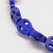 Skull Synthetic Turquoise Beads Strands, Dyed, Dark Blue, 15x13x4mm, Hole: 1mm, about 27pcs/strand, 15.7 inch(TURQ-I023-15x13mm-03)