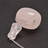 Natural Rose Quartz Gemstone 3-Hole Guru Beads for Buddhist Jewelry Making, T-Drilled Beads, 18x18mm, Hole: 2mm(G-L409A-32)