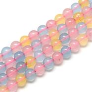 Natural Chalcedony Bead Strands, Imitation Morganite Color, Dyed, Round, 6mm, Hole: 1mm, about 62pcs/strand, 15.7 inch(G-R342-6mm-20)
