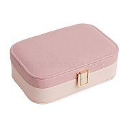 Imitation Leather Box, with Mirror, Jewelry Organizer, for Necklaces, Rings, Earrings and Pendants, Rectangle, Pink, 15x10x4.5cm(PW-WG13950-01)