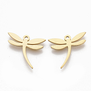 201 Stainless Steel Pendants, Dragonfly, Golden, 15x17x1mm, Hole: 1.4mm(X-STAS-S079-122G)