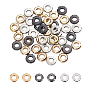 Vacuum Plating 304 Stainless Steel Beads, Flat Round, Mixed Color, 4x1mm, Hole: 2mm, 3 colors, 20pcs/color, 60pcs/box(STAS-UN0008-40)