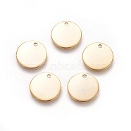 304 Stainless Steel Charms, Flat Round, Stamping Blank Tag, Golden, 15x1mm, Hole: 1.6mm(X-STAS-I098-06)