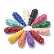 Synthetic Coral Beads, Dyed, Teardrop, Mixed Color, 27~28x10~11mm, Hole: 1.5mm(X-CORA-Q033-02A)