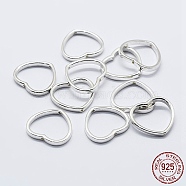 925 Sterling Silver Bead Frames, Heart, Silver, 14x16x2mm, Hole: 0.8mm,  Inner: 11x13mm(STER-F036-15S-8.5mm)
