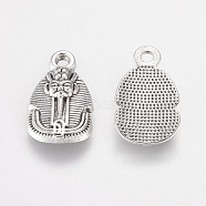 Tibetan Style Alloy Pendants, Lead Free, Cadmium Free and Nickel Free, Pharaoh, Antique Silver, about 18mm long, 11mm wide, 3mm thick, hole: 1mm(X-EAA144Y-NF)