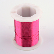 Round Copper Jewelry Wire, Deep Pink, 26 Gauge, 0.4mm, about 98.42 Feet(30m)/roll(CWIR-R004-0.4mm-07)