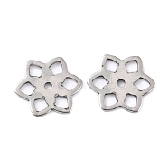 201 Stainless Steel Charms, Flower, Stainless Steel Color, 14x14x0.8mm, Hole: 1.5mm(STAS-K217-18)